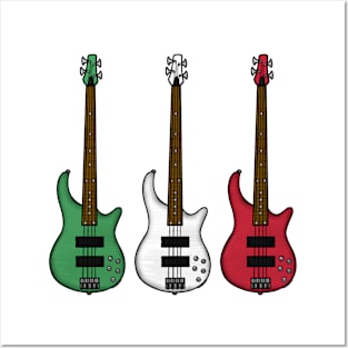 Bass Guitar Italian Flag Bassist Musician Italy Posters and Art